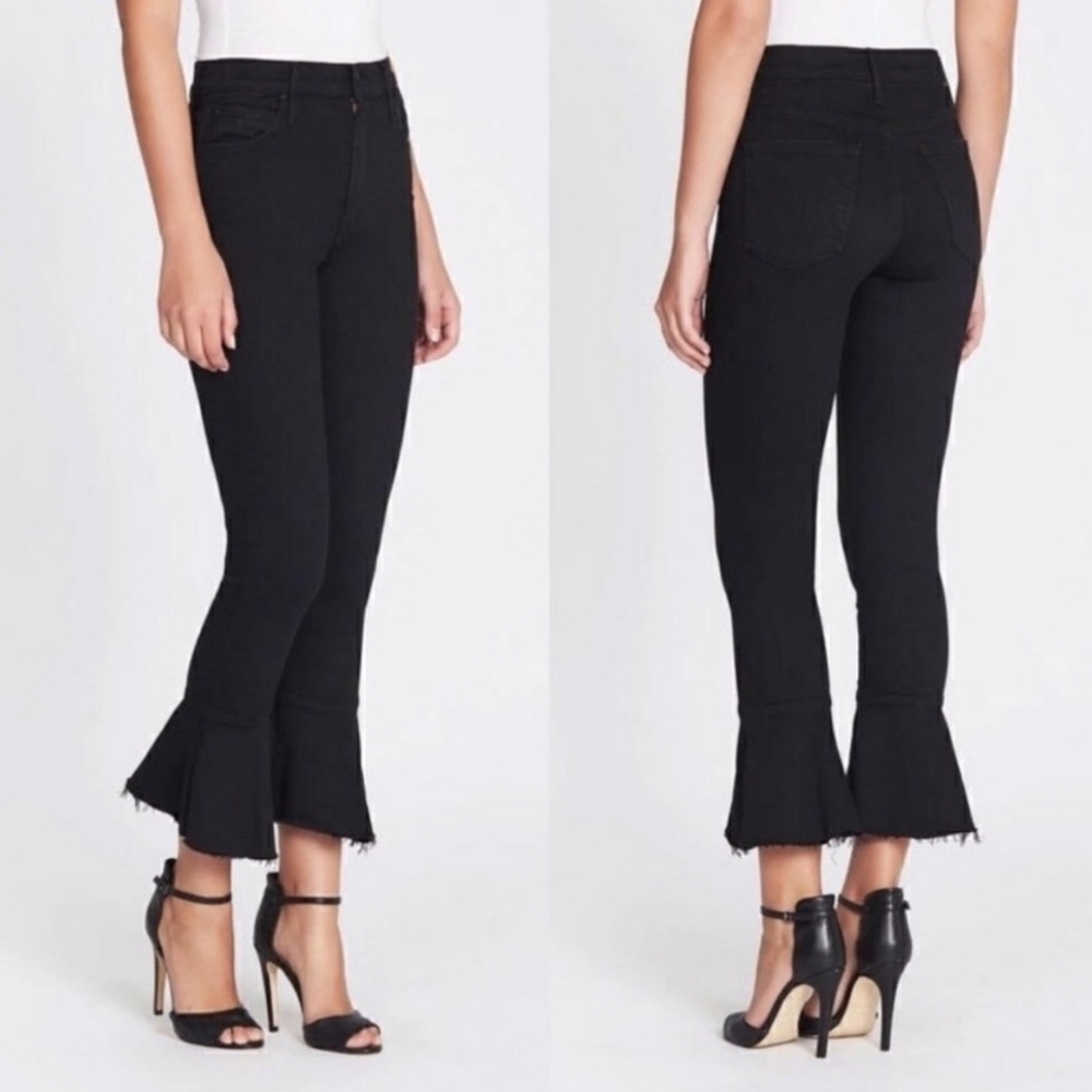 Mother Jeans Cha Cha Fray Black High Rise